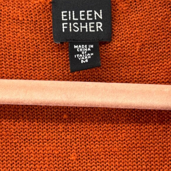 Eileen Fisher Womens Open Front Orange Linen Cardigan Sweater Size Medium - Picture 4 of 9